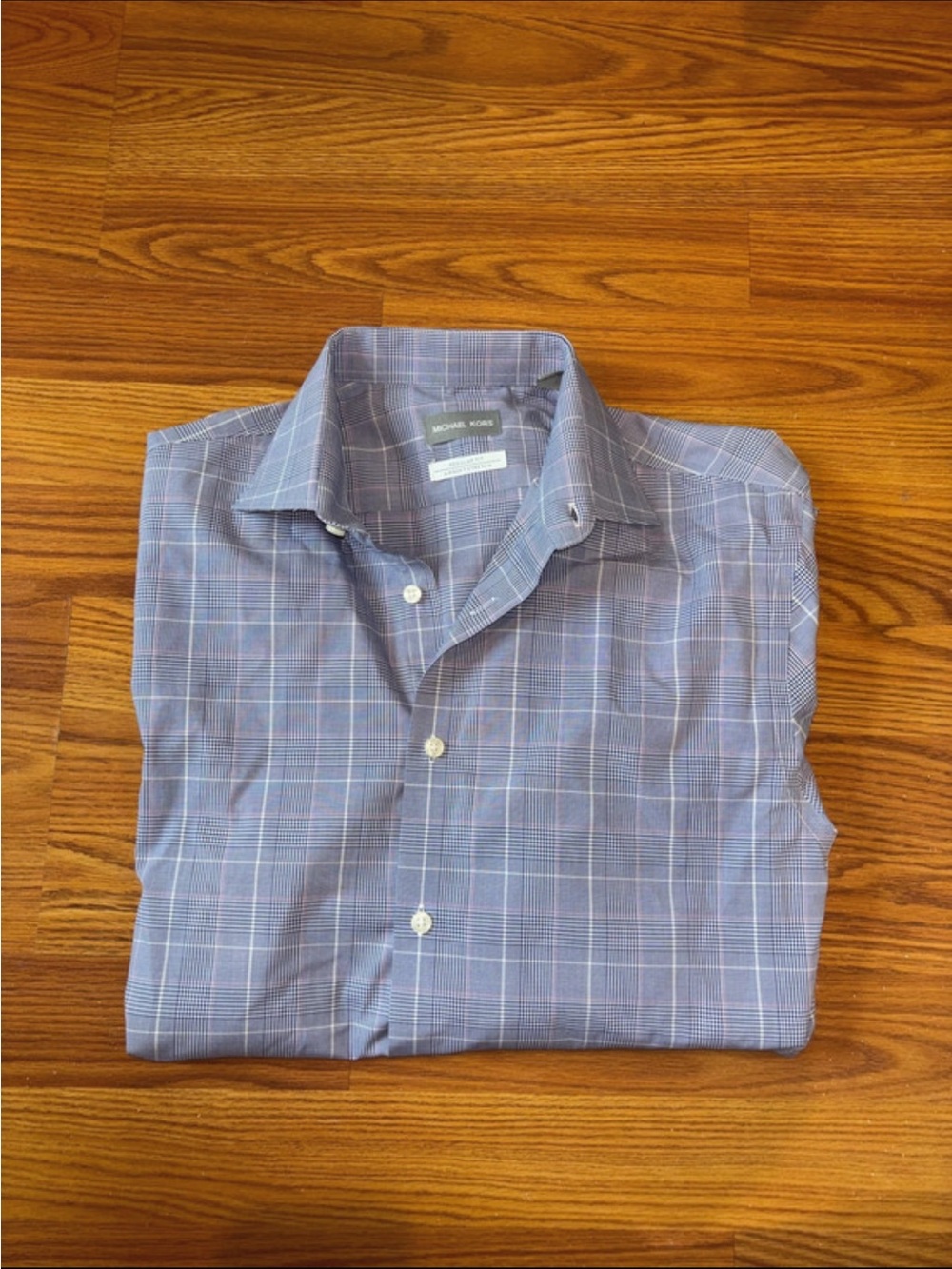 Michael Kors Men's Blue Plaid Dress Shirt